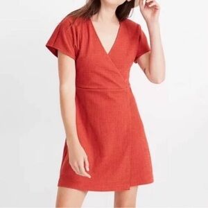 Madewell Rust Mini Wrap Dress